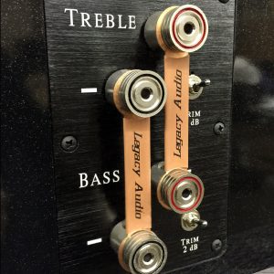 Studio HD back plate binding posts and room correction switches